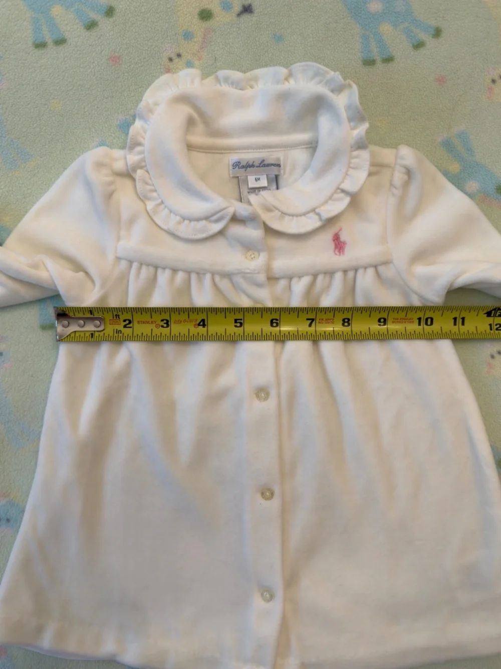 Ralph Lauren Baby Girl Velour Dress White 6 Months